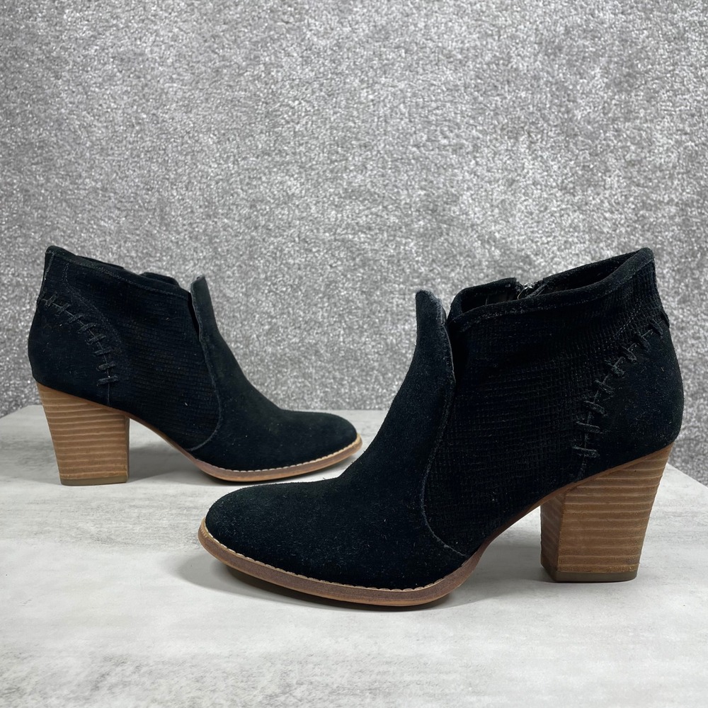 Marc Fisher Booties Womens 7.5 Ankle Boots Suede Block Heel Black